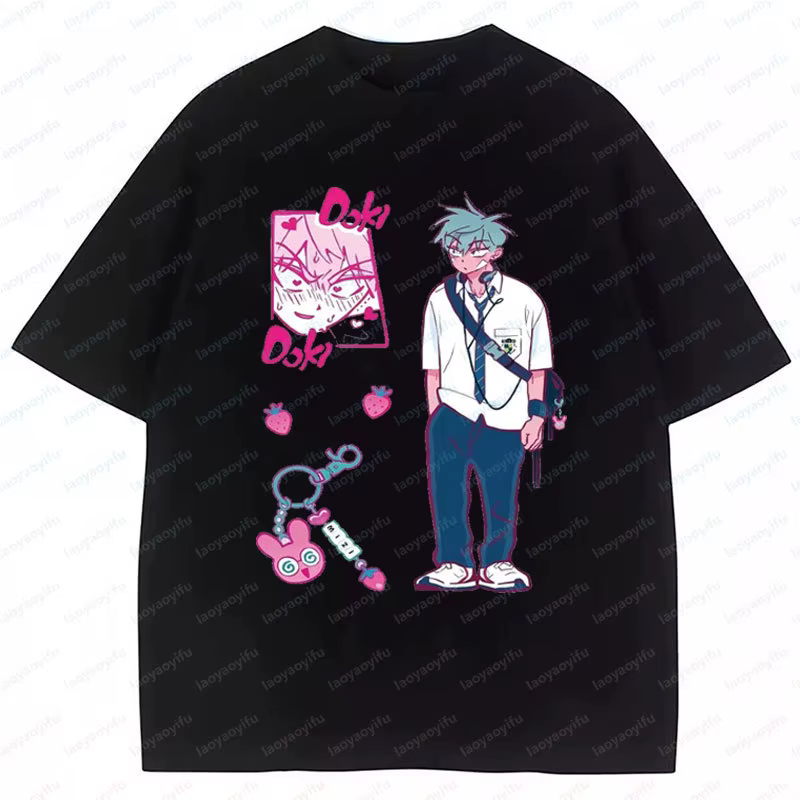 T-shirt graphique Alien de dessin animé Anime Y2K pour femme, 100% Coton, à manches courtes, Vêtemen