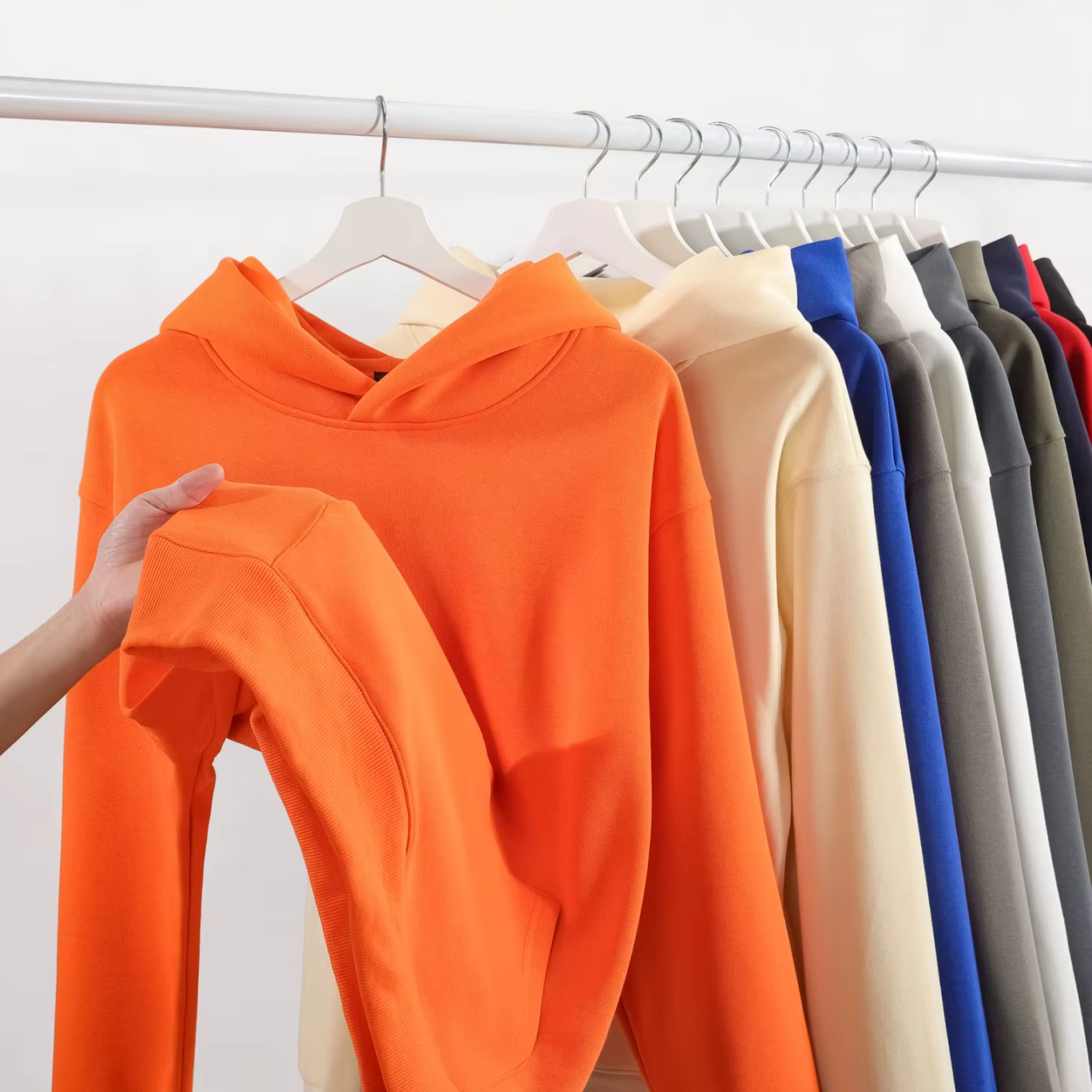 Sweat à capuche 100 % coton 480 g/m² pour homme, coupe ample, pull molletonné style urbain, printemp