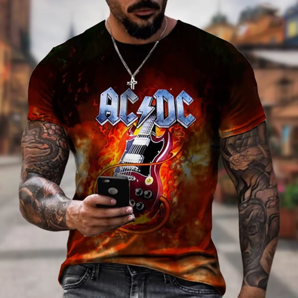 T-shirts imprimés en 3D sur le thème de la musique rock, tendance mode personnalisée pour l'été, t-s