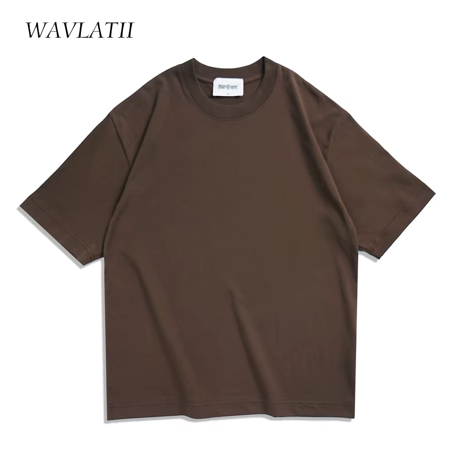 WAVLATII surdimensionné été t-shirts pour femmes hommes marron décontracté femme coréen Streetwear t