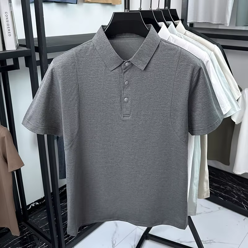 Polo décontracté d'été pour hommes, chemise à revers avec panneaux en maille respirante, adaptée au