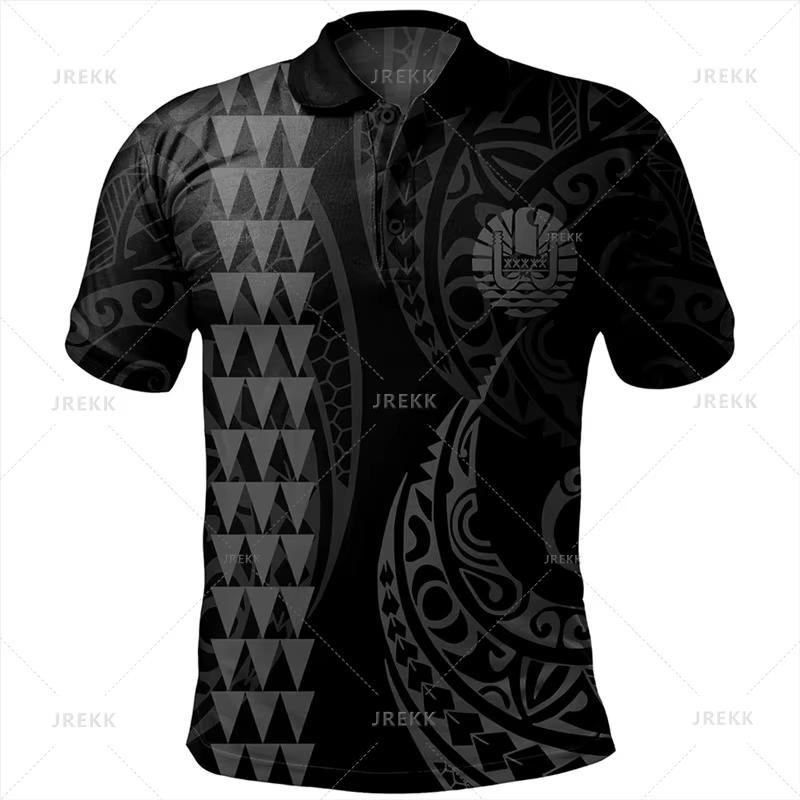 Polo à imprimé 3D de Tahiti pour homme, blason, chemise française, se conforme à la carte, graphique