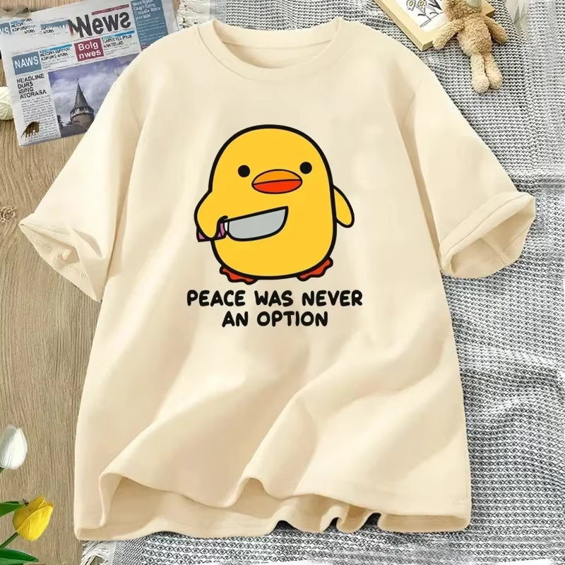 La paix n'a jamais une Option t-shirt Animal mignon drôle oie graphique t-shirts été décontracté à m