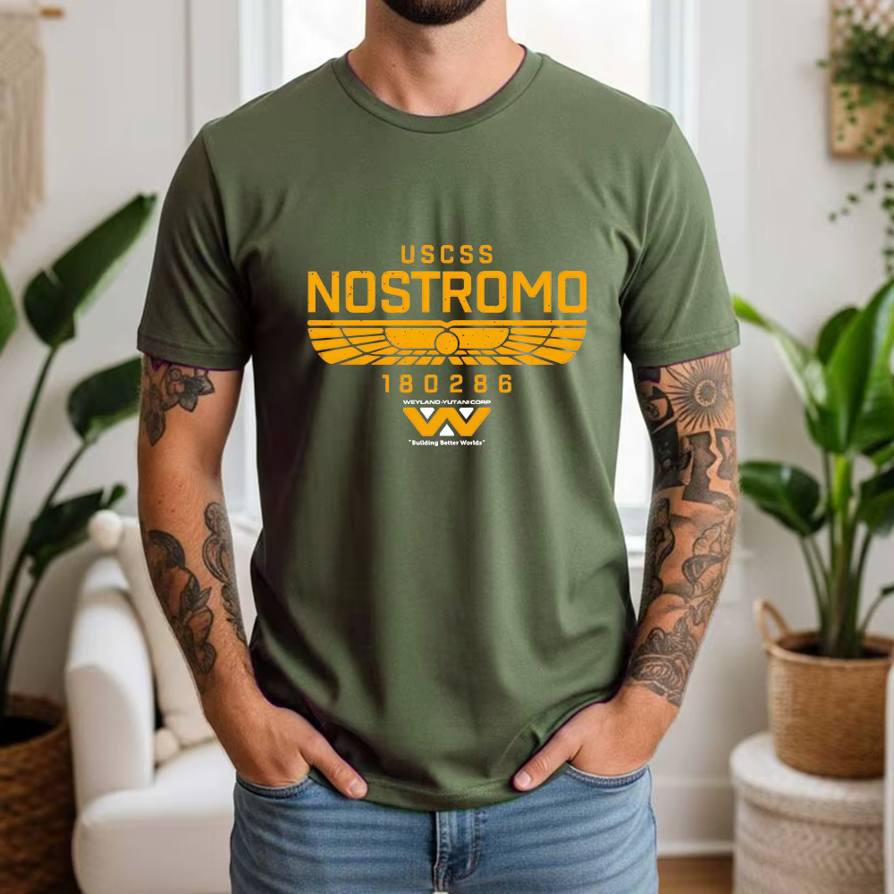 T-shirt Oversize Graphique USCSS Nostromo 100% Coton Été 2026 – Thème Rétro Alien Sci-Fi Nostromo à 