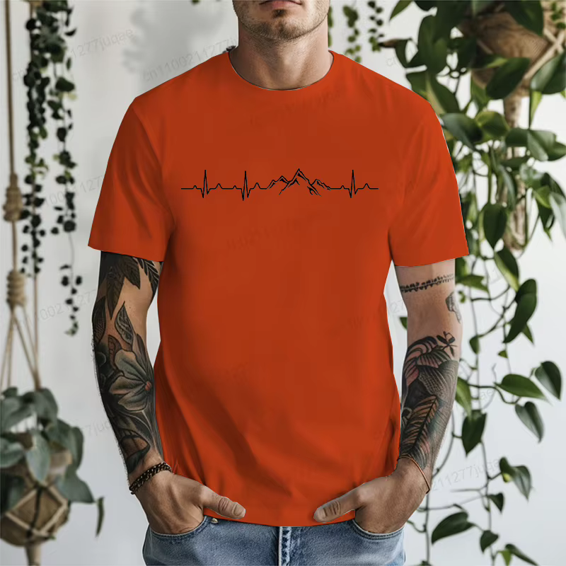 T-shirts graphiques pour l'alpinisme, T-shirts Mountain Heartbeat, T-shirts à manches courtes doux e