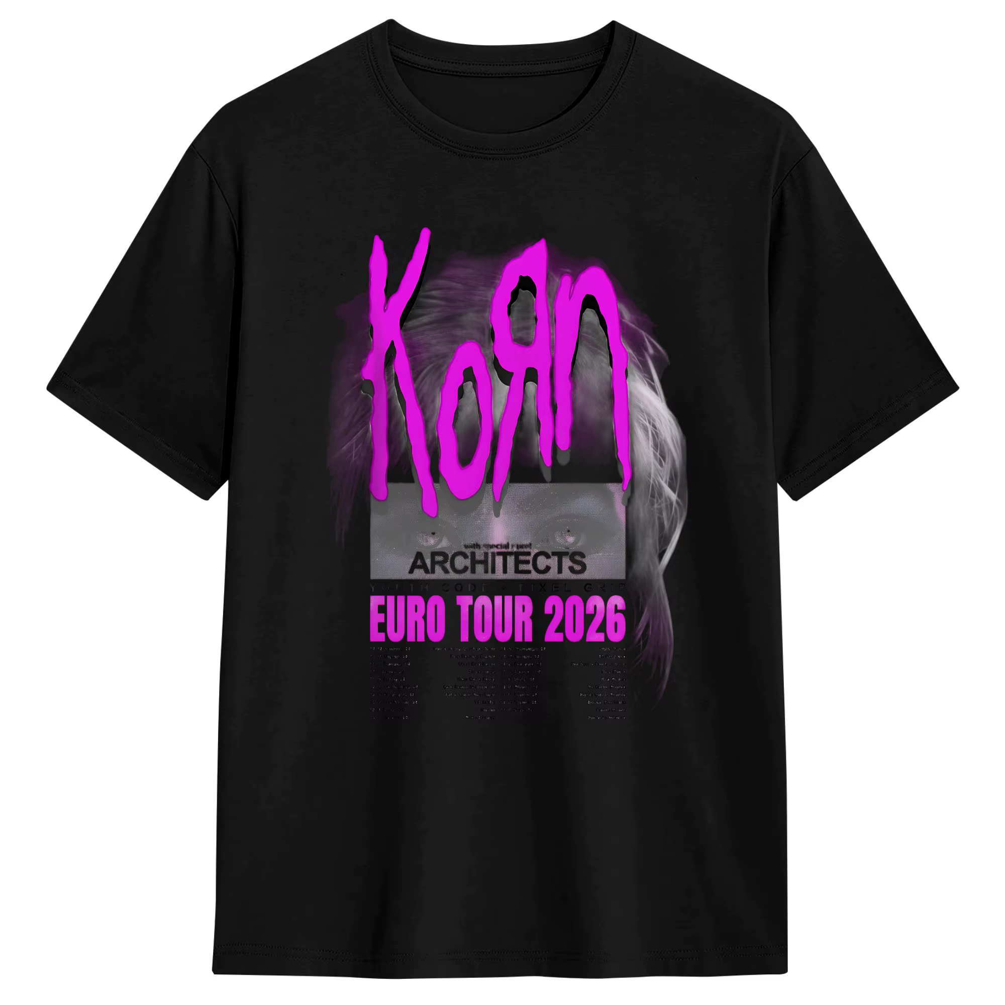 T-shirt Korn Europe et UK Tour 2026, Streetwear de plage, T-shirts en coton Hip Hop pour homme, vête