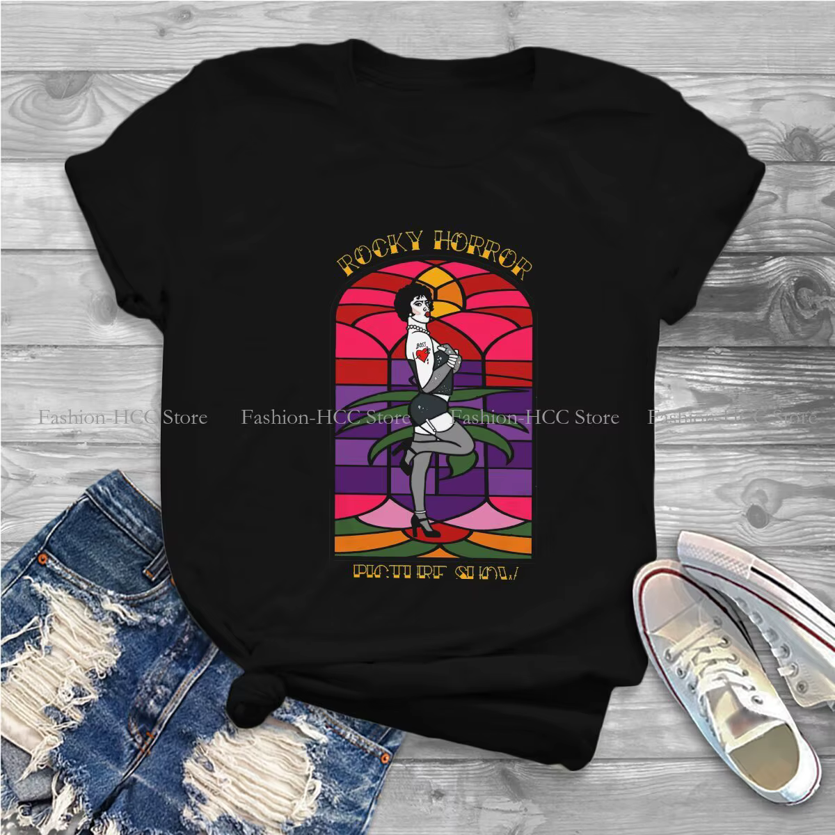 T-shirt Rocky Horror Picture Show pour femme, polyester, vitrail, doux, PVD, été, haute qualité