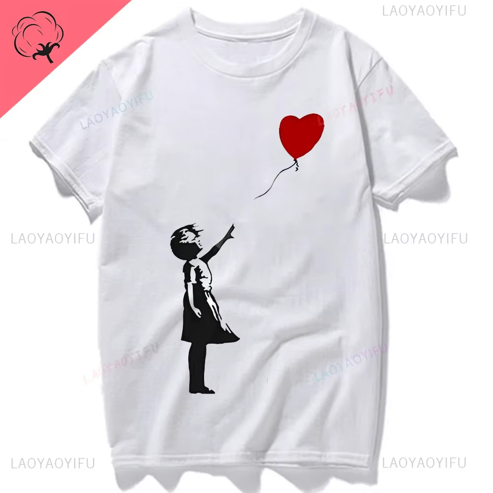 Banksy fille foyer amour ballon t-shirt Meme cadeau haut drôle t-shirt Style unisexe Gamer film musi