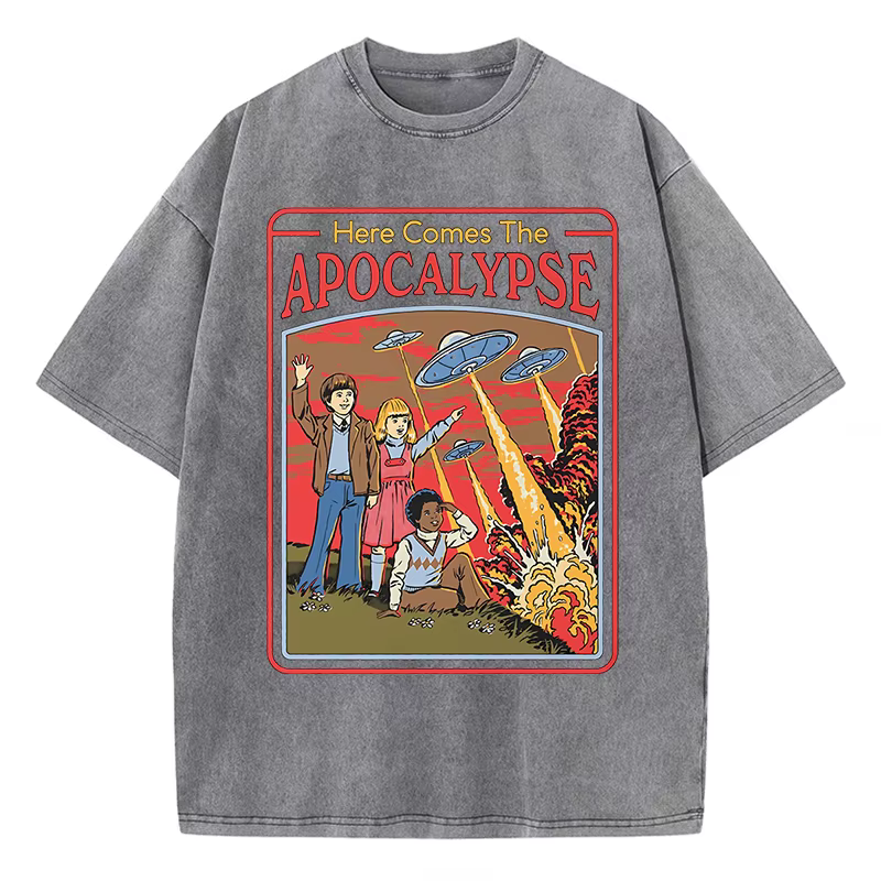 Voici l'Apocalypse Ufo lavé rétro hommes vêtements surdimensionné qualité Streetwear mode couverture