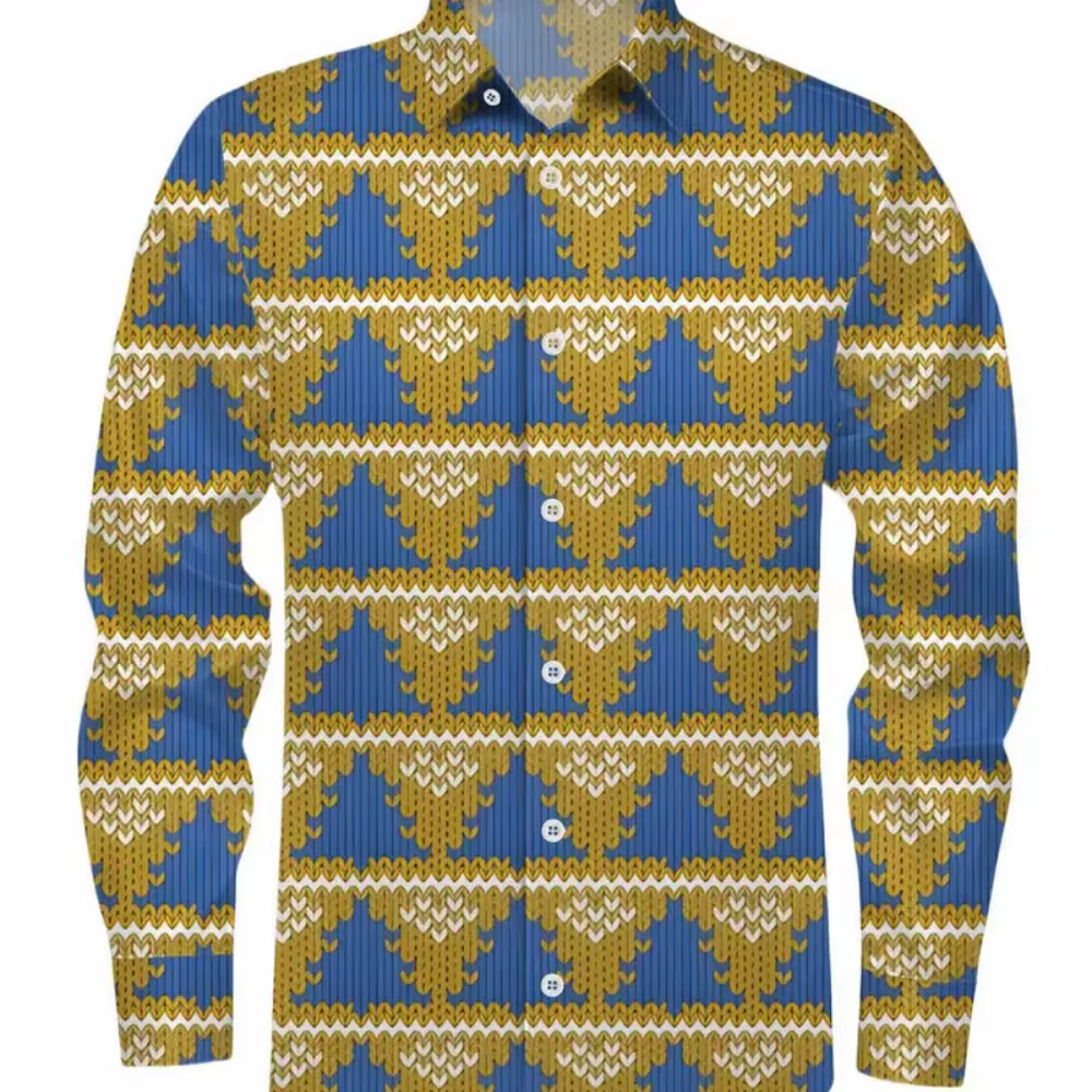 Chemise imprimée de fête de noël pour hommes, manches longues, chemise bonhomme de neige à boutons, 