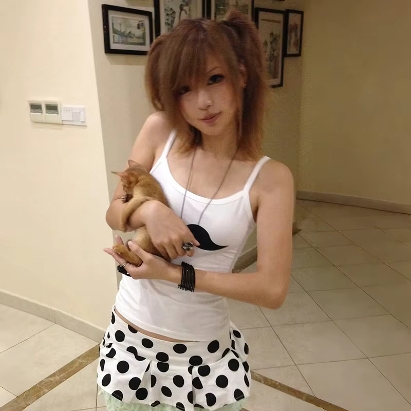 Karrram japonais Y2k barbe imprimé débardeur Trashy années 2000 Style blanc Camisole Vintage Harajuk