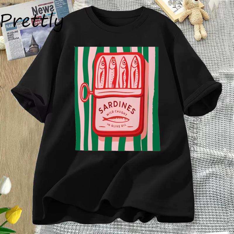 Sardines T-shirt tendance italie amoureux T-shirt femme homme coton à manches courtes Harajuku T-shi