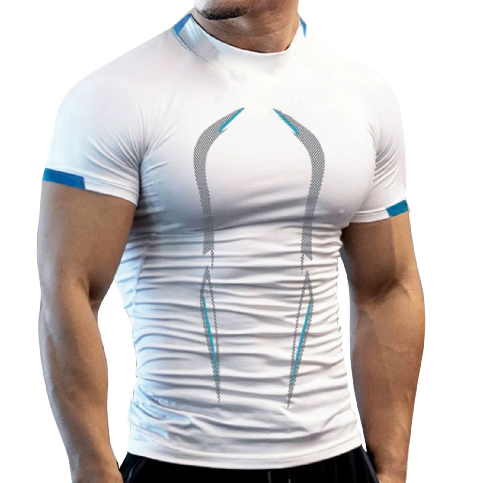 T-shirt respirant pour hommes, à séchage rapide, pour Jogging, entraînement, Fitness, course à pied,