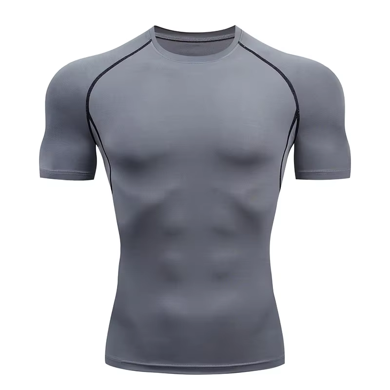 T-shirt de course à manches courtes pour hommes, sweat-shirt de sport, de fitness, de jogging, de sp