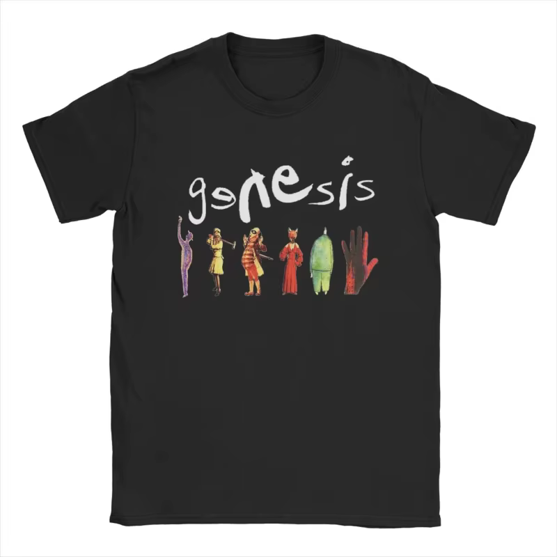 Genesis Band T-Shirt pour hommes, en pur coton, col rond, manches courtes, hauts de fête