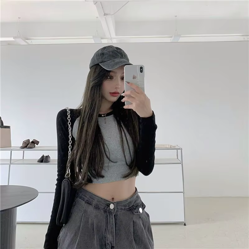 Skinny Crop Tshirts 2025 Femmes Hauts Rayé Femmes T-shirts Bleu Alt Tendance Simple Pas Cher Vêtemen