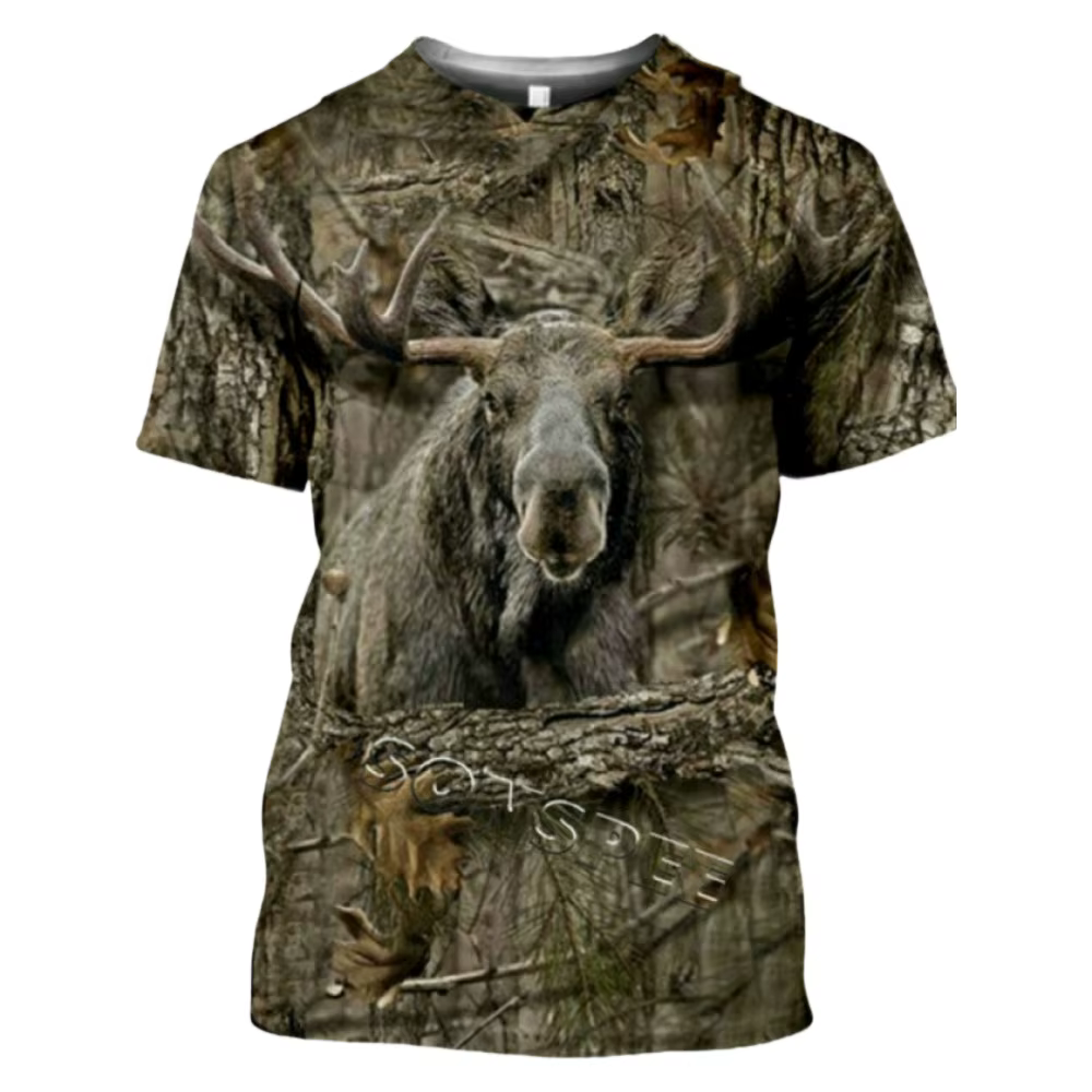 Nouveau T-Shirt homme chasse Animal impression 3D été Camouflage à manches courtes drôle hauts décon