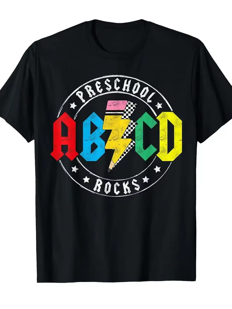 T-shirt graphique Teacher Life ABCD à manches courtes et col rond, décontracté pour femmes, cadeau d