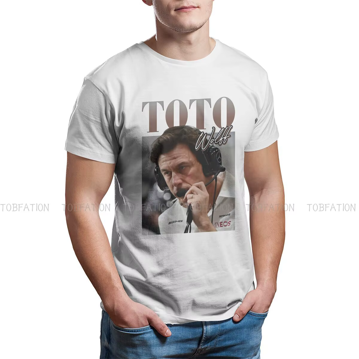 T-shirt de course automobile F1 pour homme, t-shirt en polyester, TOTO WOLFF, t-shirt PVD basique, n