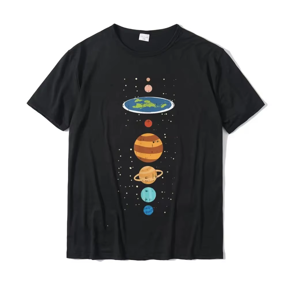 T-shirt plat en coton pour hommes, tee-shirt mignon, tee-shirt drôle de la théorie du complot, terre