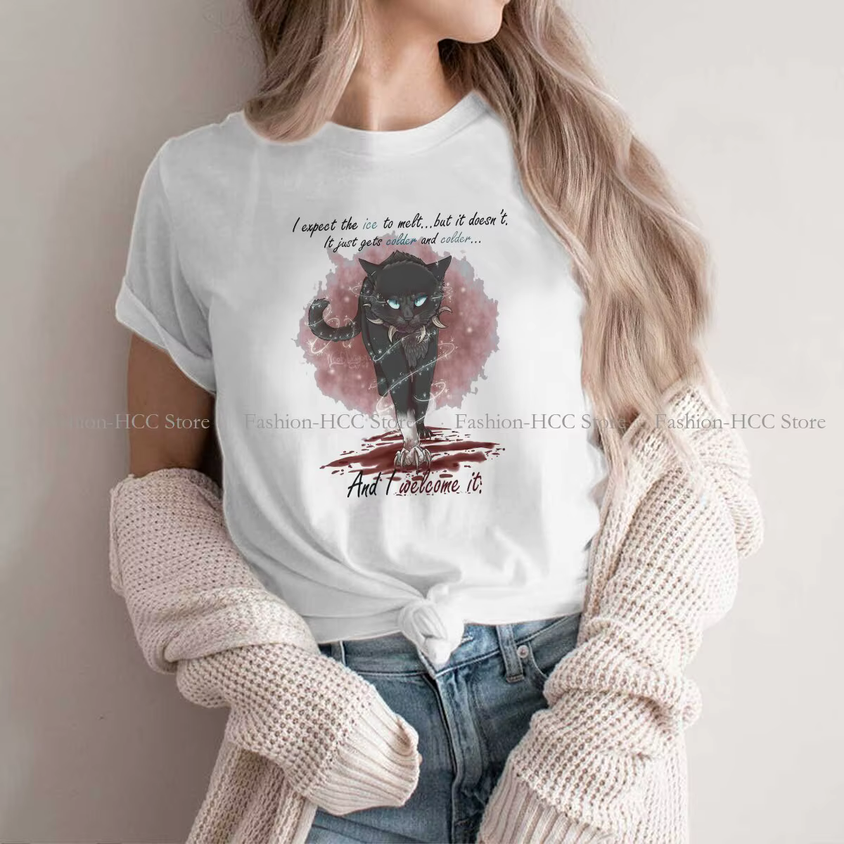 Meme chats animé petit Docile guerriers chaton décontracté Polyester t-shirt impression Streetwear t