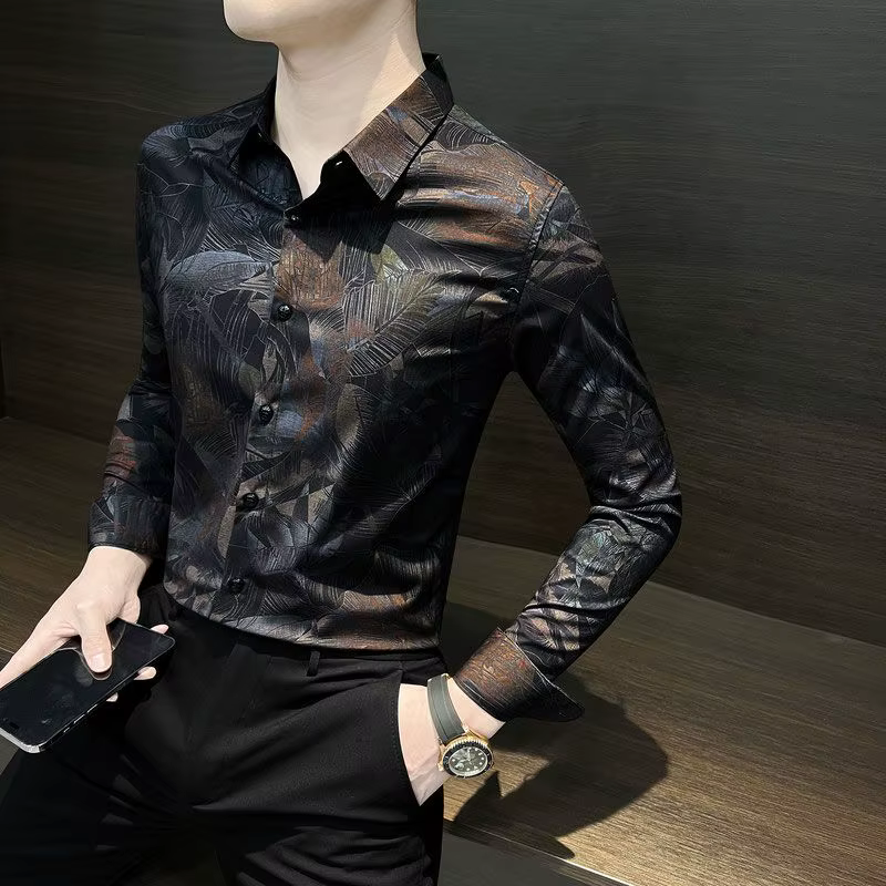 Chemise florale homme à manches longues printemps et automne été mince mode florale hommes Cardigan 