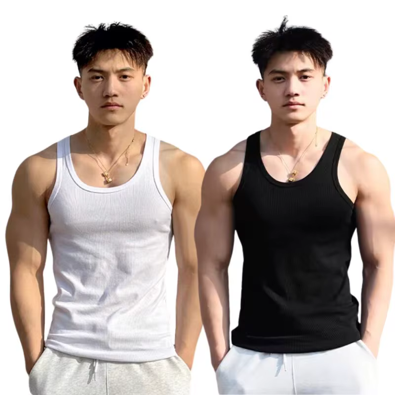 Été solide col carré débardeur coton noir blanc gris femmes hommes grande taille vêtements débardeur