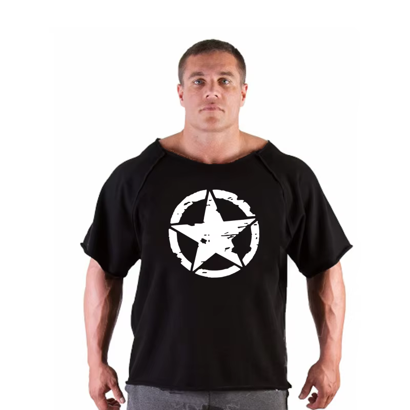 T-shirts pour hommes Fitness hommes chemise de musculation manches chauve-souris chemise de chiffon 