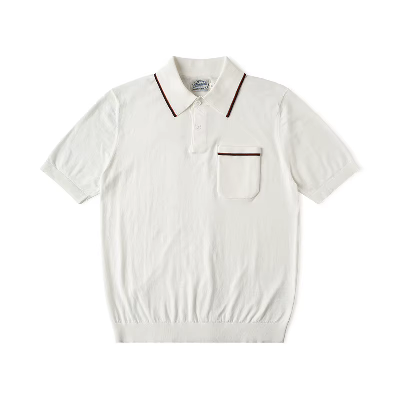 Polo en tricot vintage pour homme, style années 1940, 100 % coton peigné, coupe ajustée, manches cou