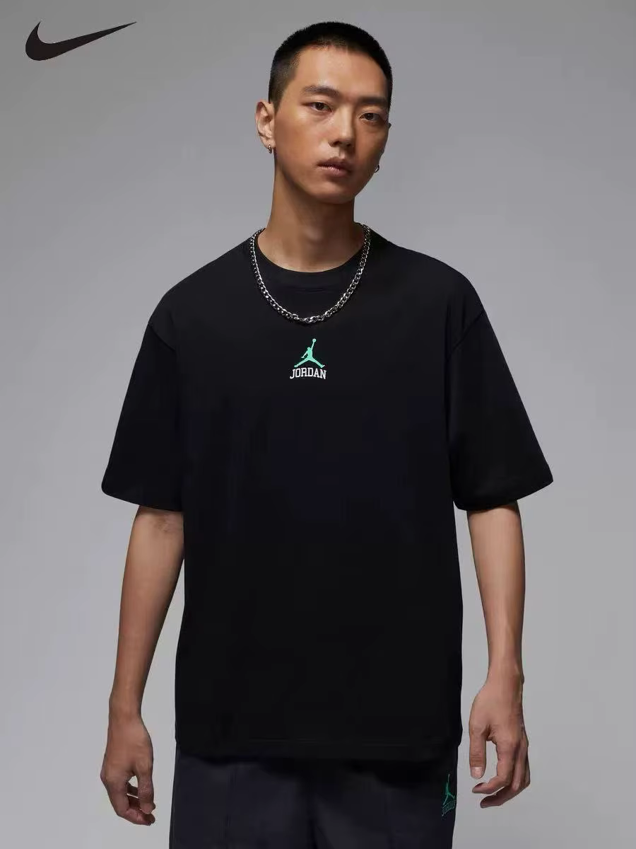 Nike Jordan T-shirt à col rond pour hommes, nouveau t-shirt d'été rétro à coupe ample à manches cour