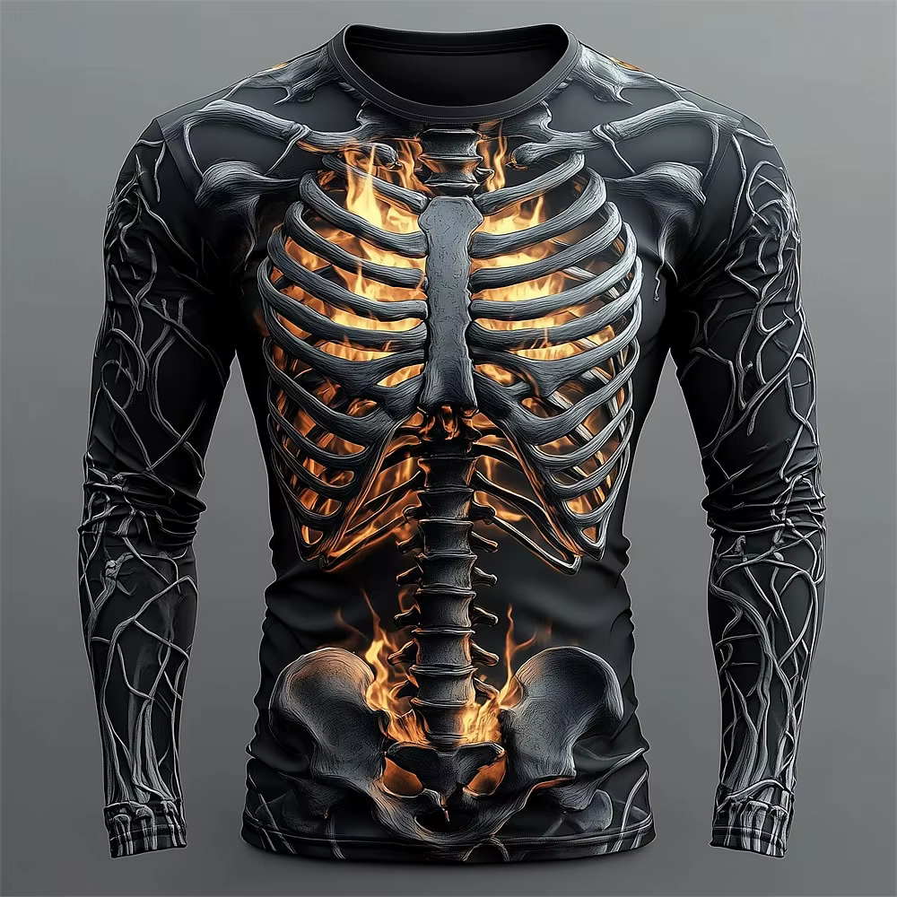 T-Shirt de sport à manches longues pour hommes, décontracté, rétro, loisirs, léger, impression de co