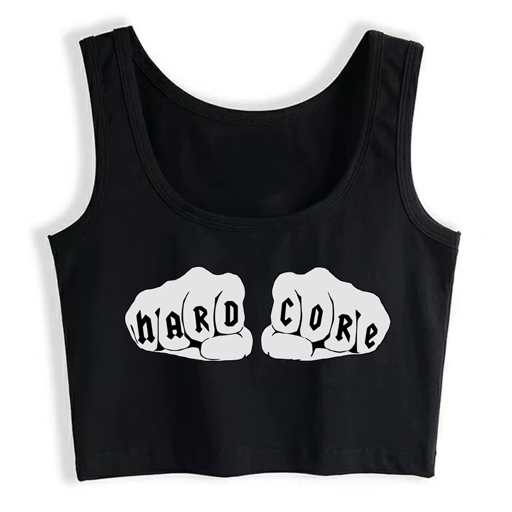 Hardcore poings Rave citation débardeur basique solide haut court été Sport Style conception respira