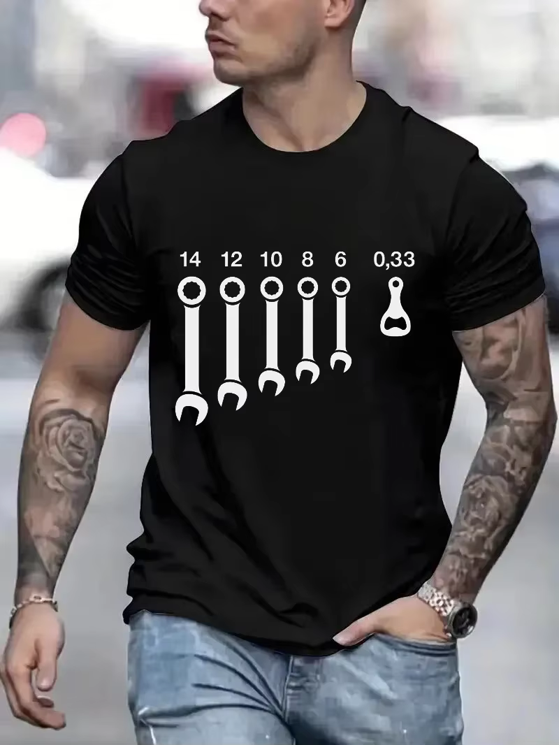 T-shirts pour hommes vêtements clés ouvre-bouteille de bière outils T-Shirts humoristiques col rond 