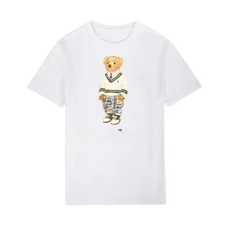 Nouveaux t-shirts en coton à imprimé ours Poloo pour hommes, respirants, de luxe haut de gamme, styl