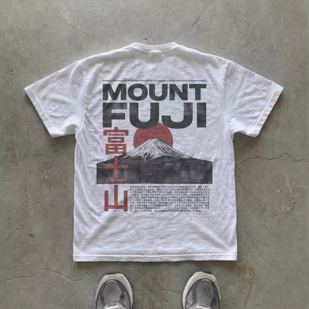 T-shirt Mount Fuji, streetwear japonais, vintage, affiche japonaise, tee-shirt minimaliste, graphiqu