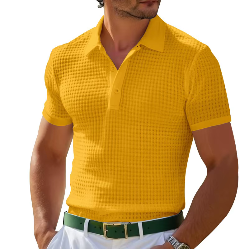 Polo de sport à boutons pour hommes, T-shirt gaufré d'été, plusieurs couleurs, envoyer rapidement, P