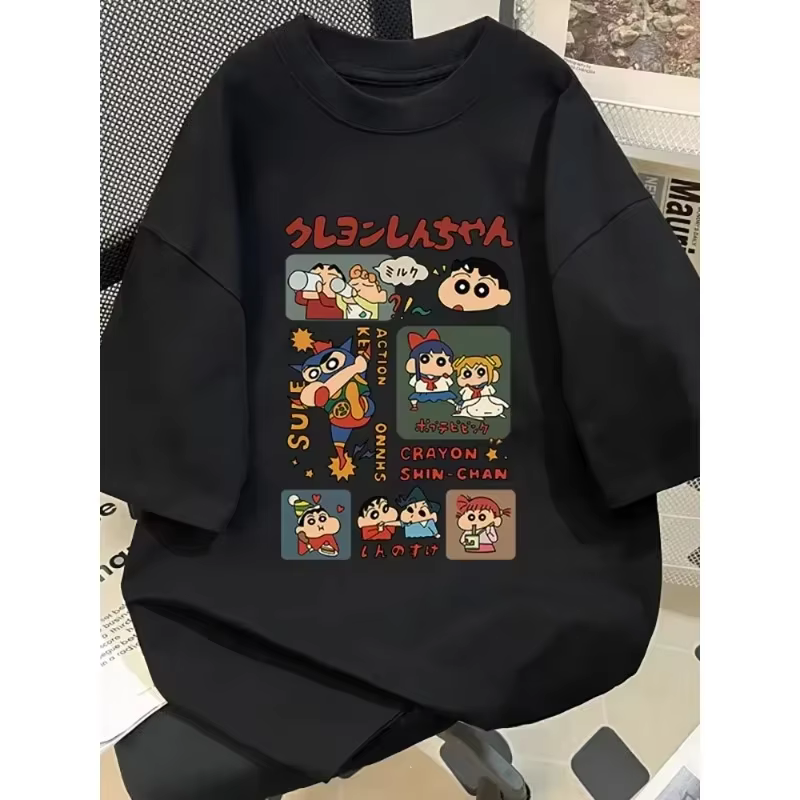 2025 Style japonais été Crayon Shin Chan personnage de dessin animé T-shirt Harajuku mode coton lois