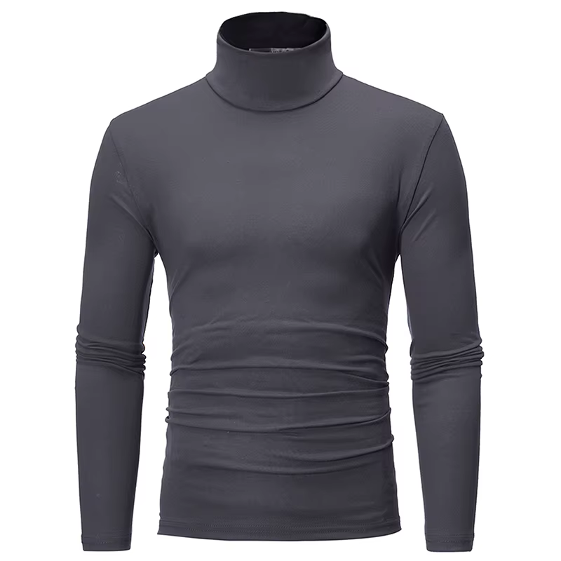 Nouvelle mode Base t-shirt hommes coupe ajustée Polyester col haut pull col roulé pull hauts chemise