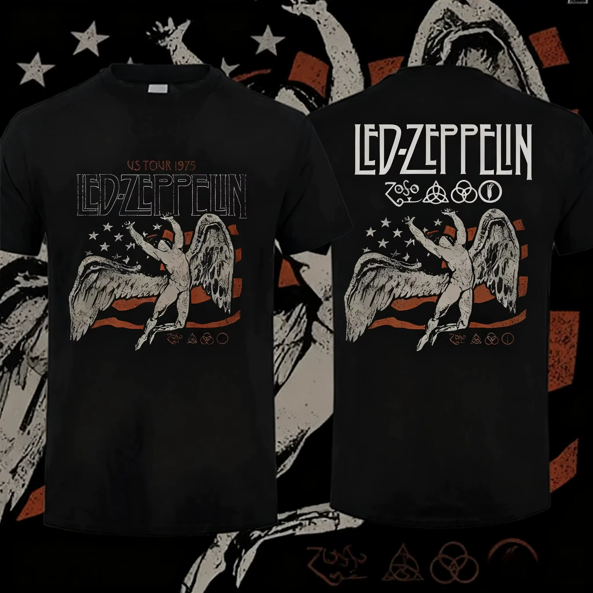 Vintage Rock Tops rétro groupe de Rock mène une tournée de la mère navire Led Zeppelin T-shirt avec
