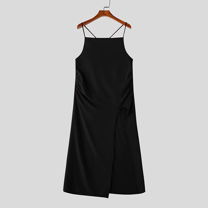 INCERUN Débardeurs Homme Unis Sans Manches à Bretelles Longs Style Streetwear Été 2026 Mode Fête Vêt