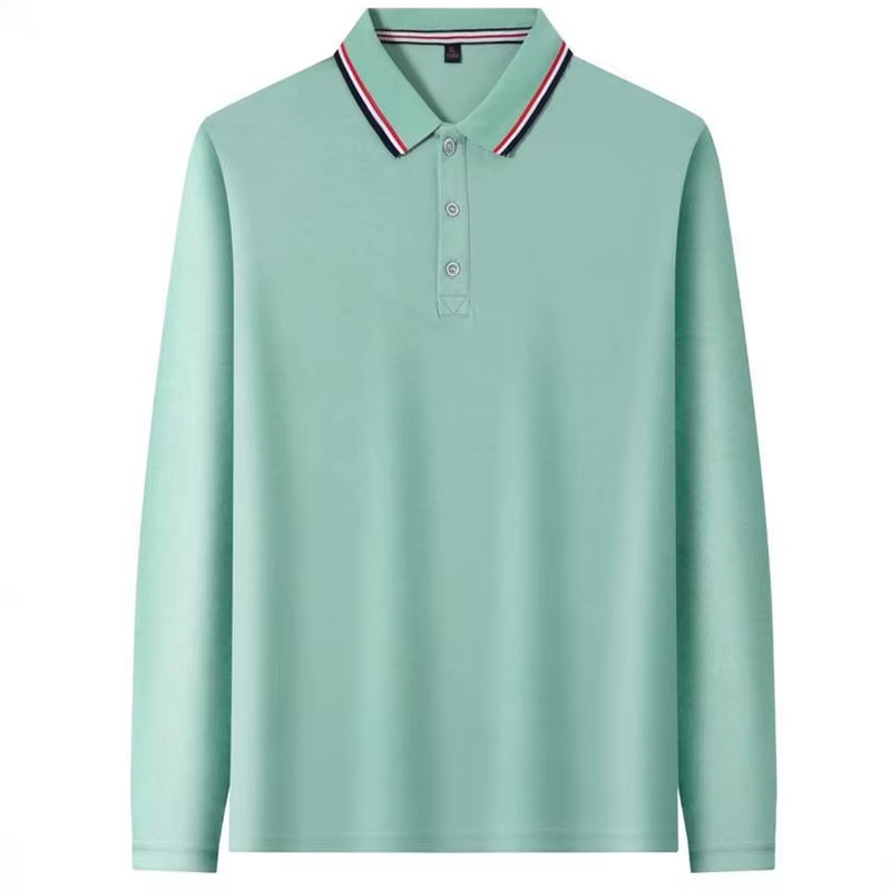 Polo en polyester à manches longues pour hommes et femmes, logo imprimé, nom brodé, design personnal