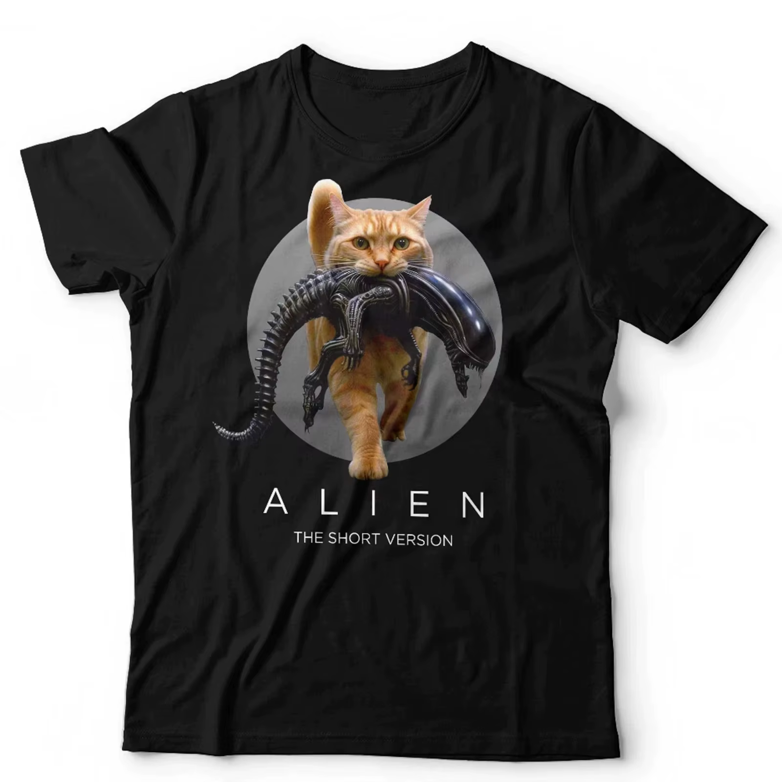 T-shirt Alien pour hommes et femmes, T-shirt imprimé avec motif de chat, film d'horreur science-fict