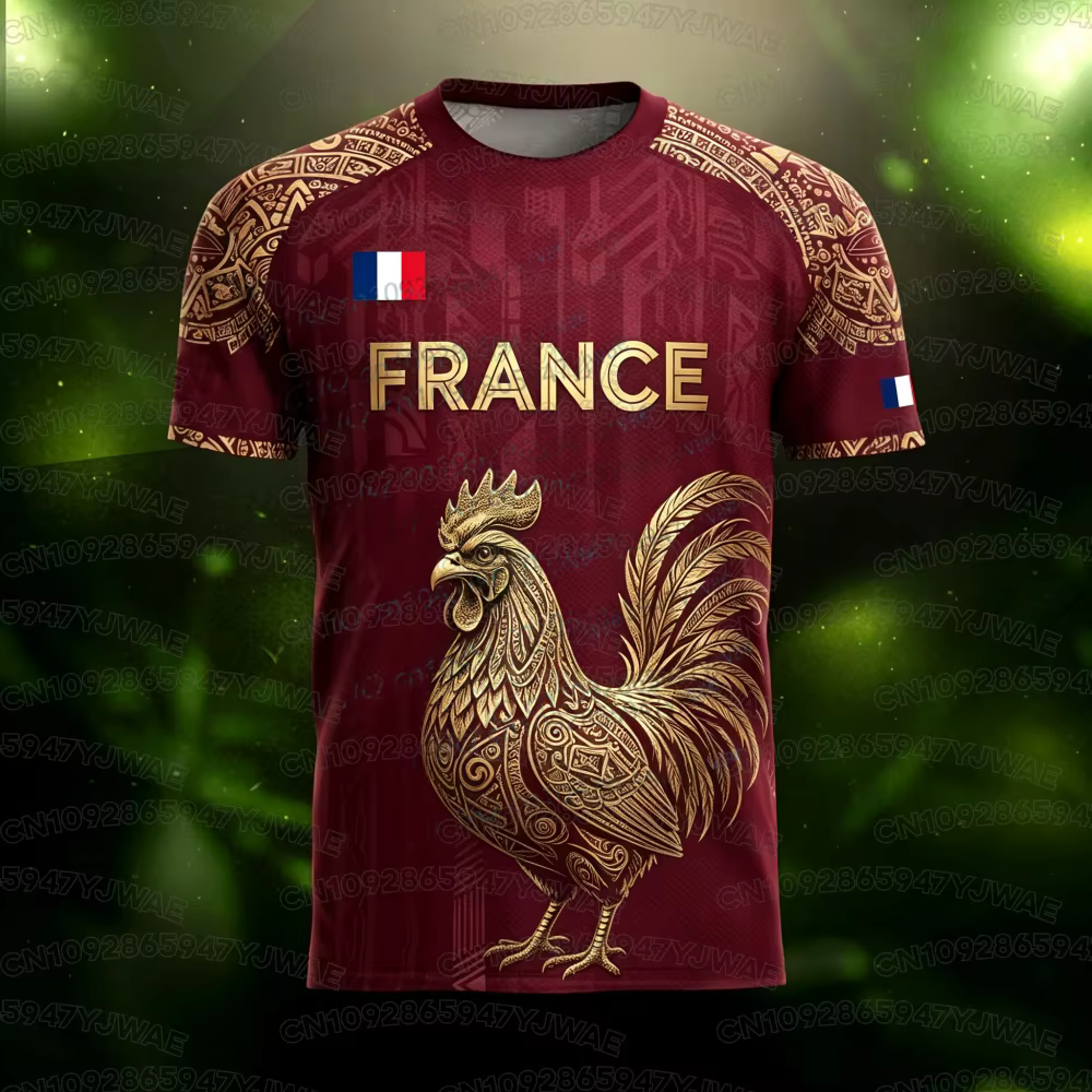 T-shirt à manches courtes pour hommes et femmes 2026, imprimé drapeau national français, t-shirts im