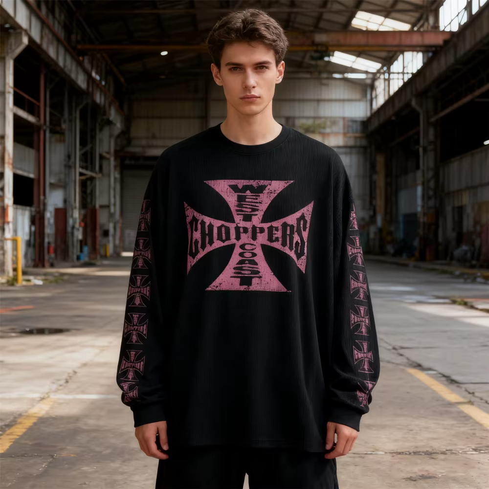 T-shirt vintage imprimé en tissu gaufré de style américain, streetwear de haute qualité, coupe overs