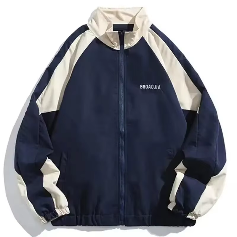 Blouson universitaire Hip Hop pour homme, coupe-vent color block patchwork style urbain, manteau fin