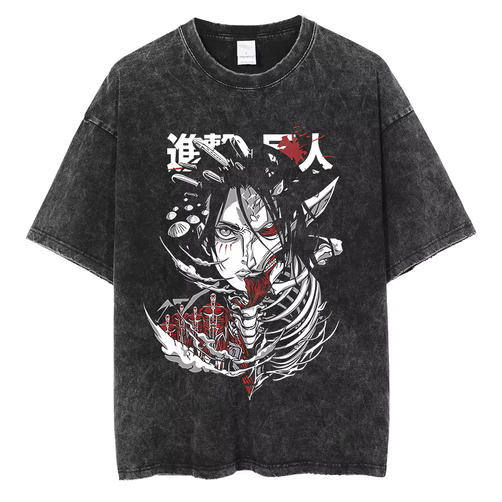 T-shirt imprimé Attack on Titan Eren Jaeger 2026 pour hommes et femmes, T-shirt en coton vintage de 