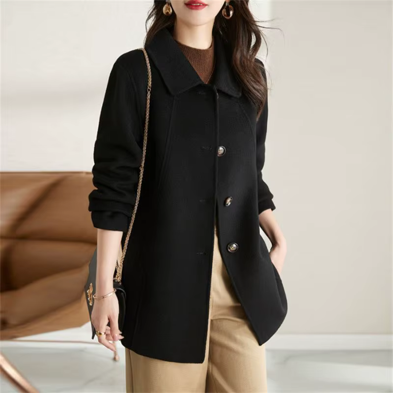 Manteau en laine et mélanges pour femmes, vestes longues et unies pour dames, manches amples, décont