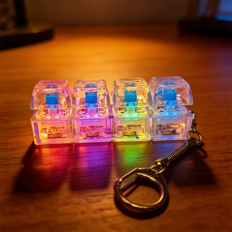 Porte-clés LED lumineux avec bouton de clavier clic-clac, jouet anti-stress pour soulager l'anxiété,