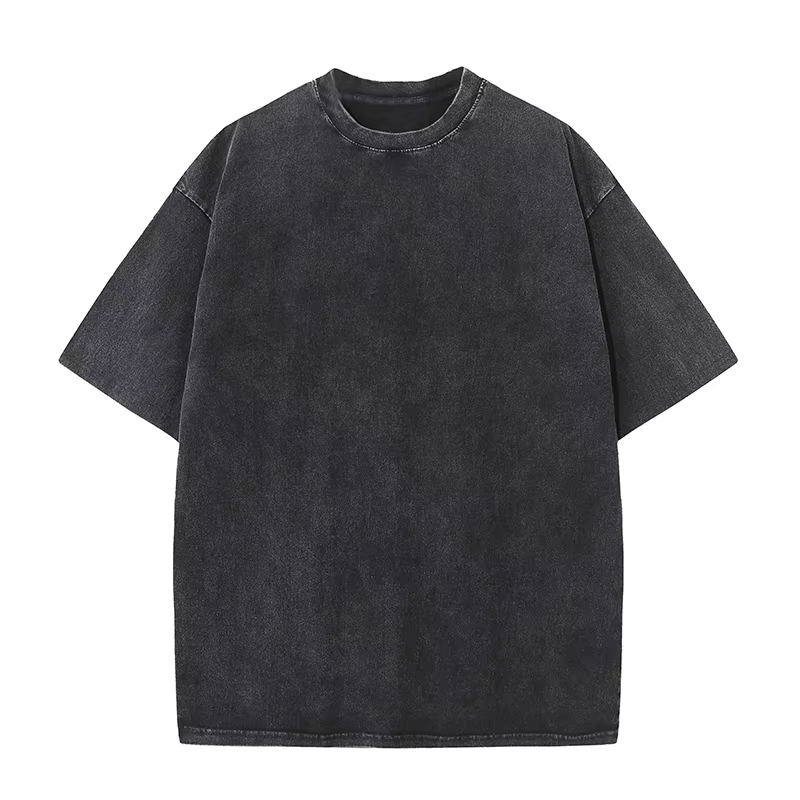 T-shirt Vintage délavé avec Logo personnalisé, 100% coton, haute qualité, col rond, Design imprimé, 