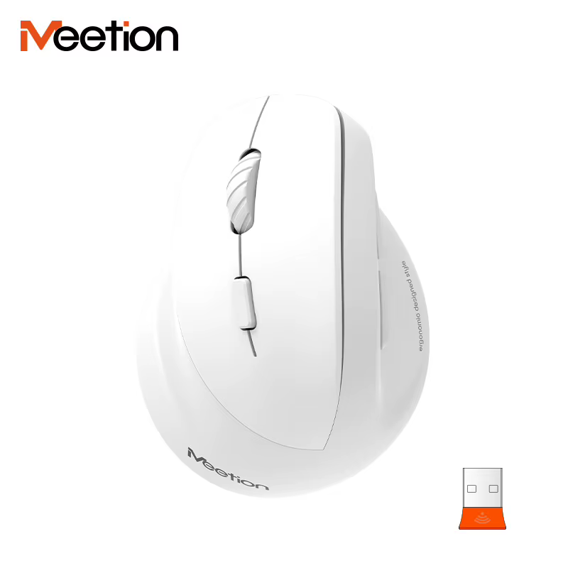 Souris sans fil ergonomique verticale pour gaucher Meetion BTM010, rechargeable, rétroéclairée RGB, 